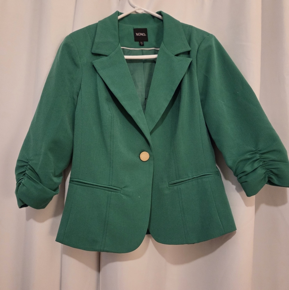 XOXO Green Blazer with Gold Accent